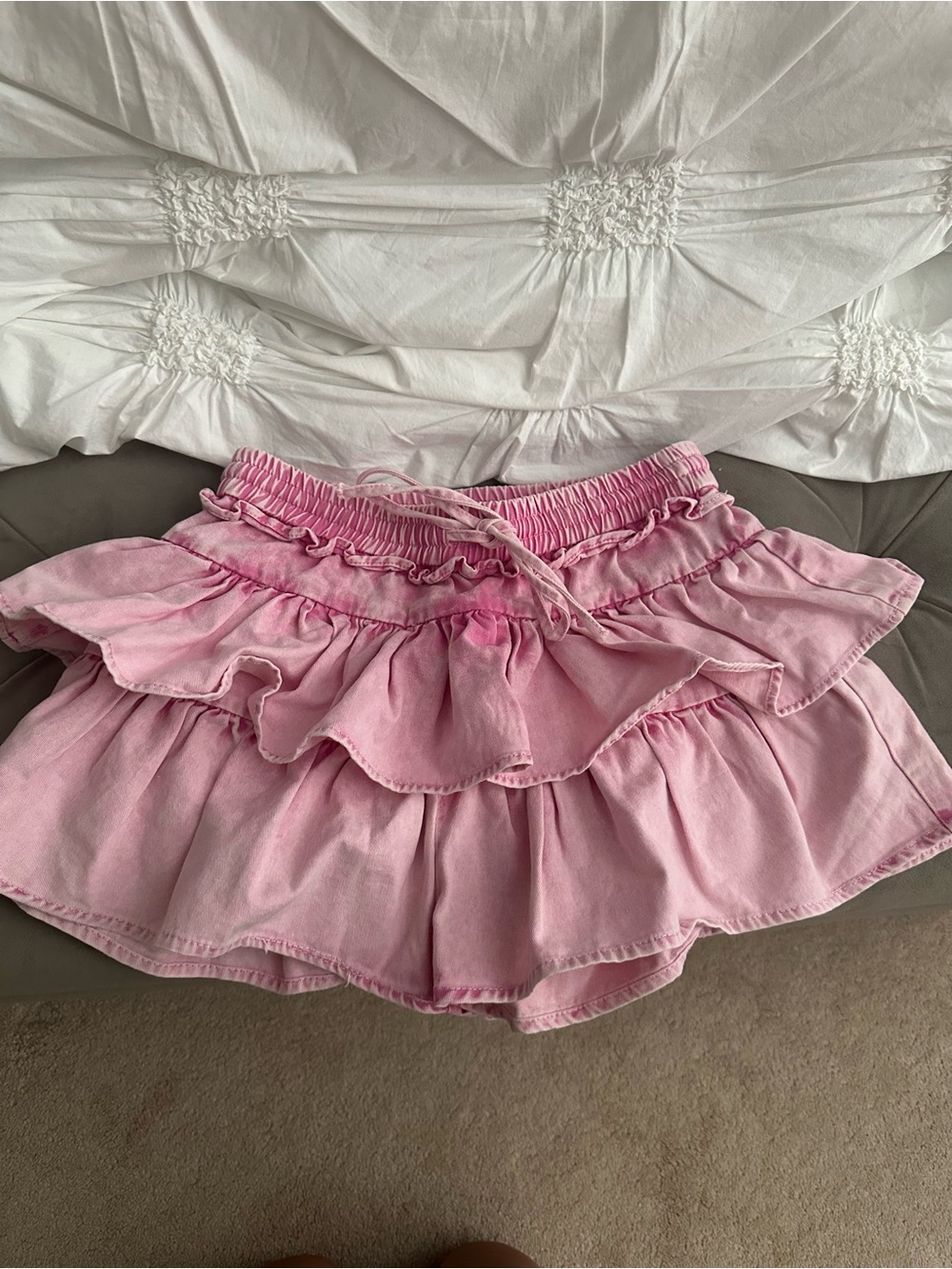 Main Strip Pink Tiered Ruffle Skort